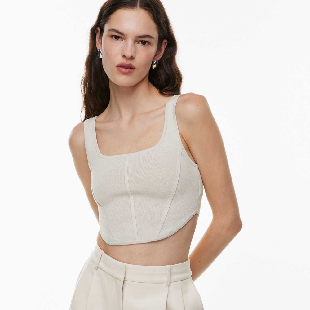 Babaton, Aritzia Sculpt knit bustier light birch tank
